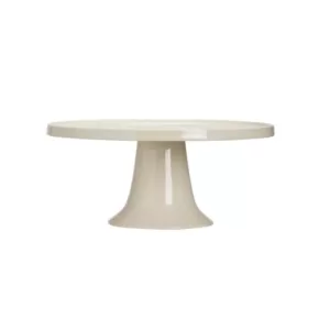 3R Studios Single-Tier White Stoneware Cake Stand with Multicolor Flowers