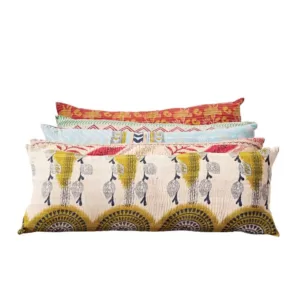 3R Studios Vintage Multicolor Cotton Quilt Kantha Lumber Pillow (each one will vary)