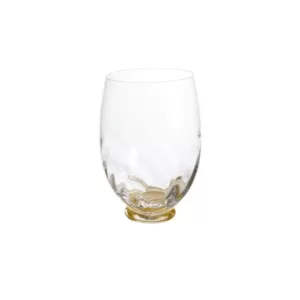 Abigails Elisa White Wine Stemless Wine Glass, Clear with Gold