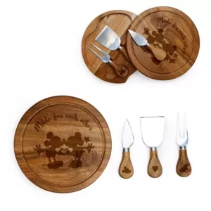 TOSCANA 7.5 in. Mickey and Minnie Mouse Acacia Brie Cheese Board and Tools Set