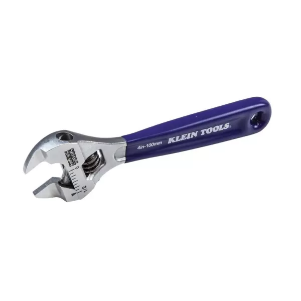 Klein Tools Slim-Jaw Adjustable Wrench, 4 in.