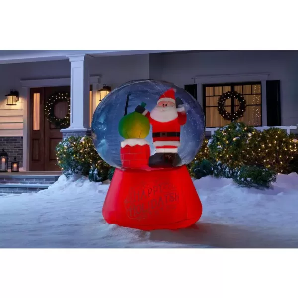 Airblown 5.5 ft. Projection Inflatable Snow flurry-Snow Globe Santa On The Rooftop Scene