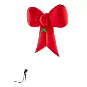 Airblown 4.49 ft. Inflatable Fuzzy Hanging Velvet Bow-Red with External Spotlight