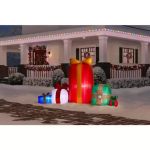 Airblown 4.43 ft. Inflatable Fuzzy Gift Box Scene