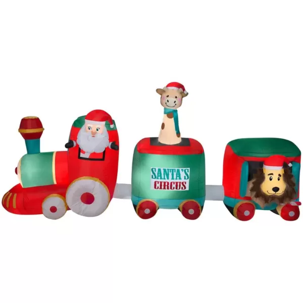 Airblown 12 ft. W Inflatable Pre-Lit Plush Santa in Circus Train