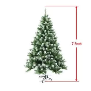 ALEKO 7 ft. Unlit Flocked Artificial Christmas Tree with Pine Cones