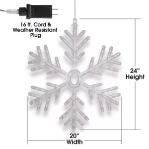 Alpine Corporation 24 in. Tall Hanging Snowflake with LED Lights