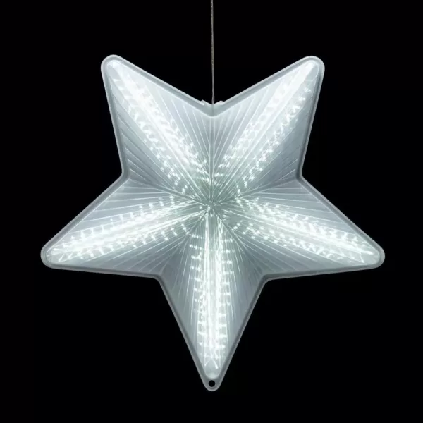 Alpine Corporation 19 in. Tall Christmas 3D Hanging Star Ornament Decoration with LED Lights