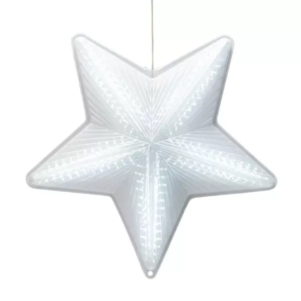 Alpine Corporation 19 in. Tall Christmas 3D Hanging Star Ornament Decoration with LED Lights