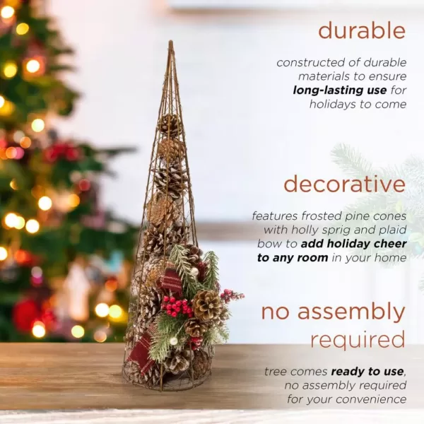 Alpine Corporation 20 in. Tall Rustic Pinecone Christmas Tree Decor