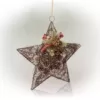 Alpine Corporation 20 in. Tall Hanging Rustic Pinecone Christmas Star Decor