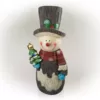 Alpine Corporation 48 in. Tall Corporation Solar Snowman Statue with Color Changing LED Lights, Holiday Decor