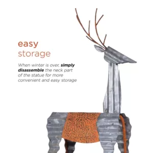 Alpine Corporation 30 in. Tall Metal Rustic Standing Reindeer Christmas Decoration