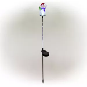 Alpine Corporation Solar Snowman Garden Stake with Fiber Optic Lights (Set of 2)