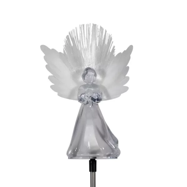 Alpine Corporation 37 in. Tall Solar Angel Garden Stake with Fiber Optic Wings and LED Lights (Set of 2)