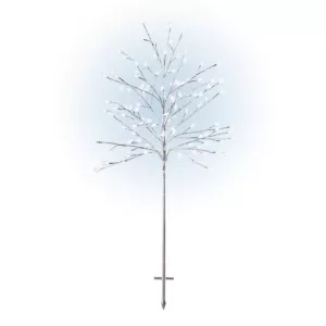 Alpine Corporation 58 in. Tall Frosty Christmas Snowflake Tree with Cool White LED Lights