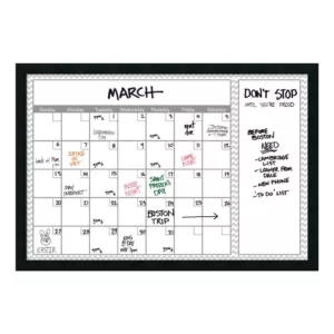 Amanti Art Grey Chevron Calendar 38 in. W x 26 in. H Framed Glass Dry Erase Board