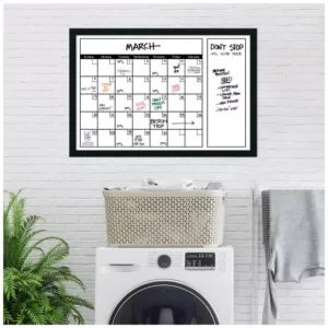 Amanti Art White Calendar 38 in. W x 26 in. H Framed Glass Dry Erase Board