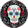 Amscan 10.5 in. x 10.5 in. Day of the Dead Round Paper Plates (18-Count, 3-Pack)