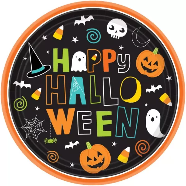 Amscan 7 in. x 7 in. Paper Halloween Friends Round Plates