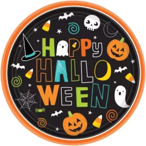 Amscan 10 in. x 10 in. Paper Halloween Friends Round Plates