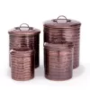 Old Dutch 4 Qt., 2 Qt., 1-1/2 Qt., 1 Qt. 4-Piece Antique Copper Wave Canister Set