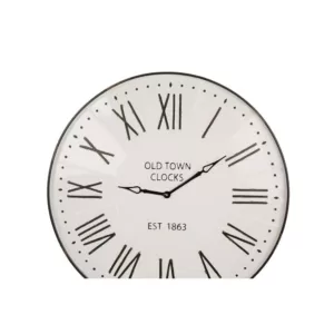 Glitzhome 31.5 in. Oversized Farmhouse Metal Enamel Wall Clock