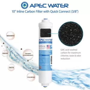 APEC Water Systems Ultimate 10 in. Inline Carbon Filter with 3/8 in. Quick Connect