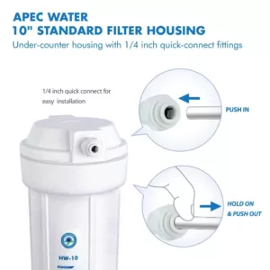 APEC Water Systems 10 in. White Industry Standard Filter Housing with 1/4 in. John Guest Quick Connect Fittings