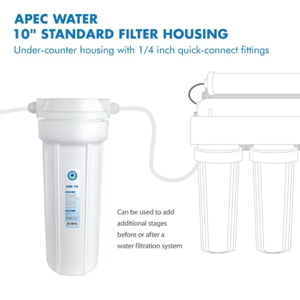 APEC Water Systems 10 in. White Industry Standard Filter Housing with 1/4 in. John Guest Quick Connect Fittings