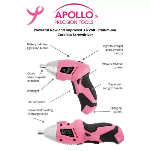 Apollo 135-Piece Home Tool Kit in Pink