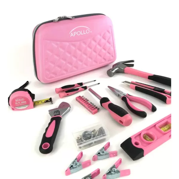 Apollo Household Tool Kit in Designer Case, Pink,(63-Pieces)