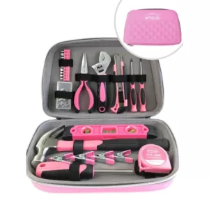 Apollo Household Tool Kit in Designer Case, Pink,(63-Pieces)