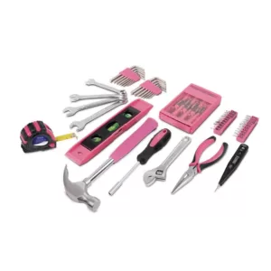 Apollo 53-Piece Home Tool Kit with Tool Box in Pink