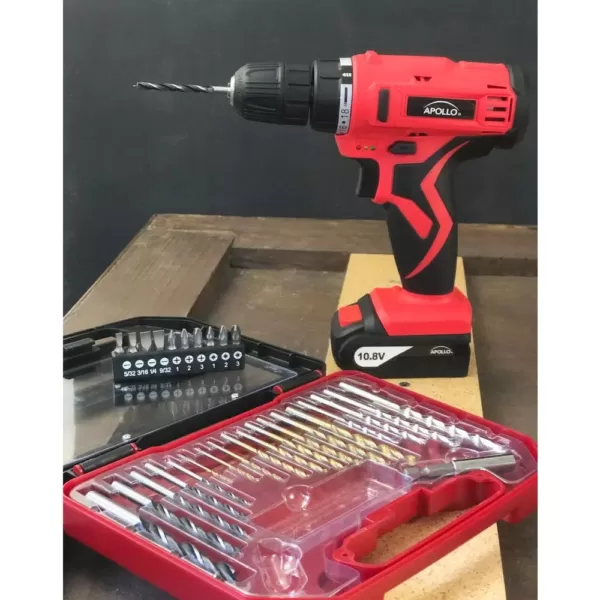 Apollo 10.8-Volt Lithium-Ion Cordless 3/8 in. Drill with Accessory Set (30-Piece)