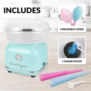 Nostalgia Retro Aqua Electric Cotton Candy Maker with 2-Reusable Cotton Candy Cones