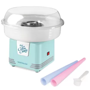 Nostalgia Retro Aqua Hard and Sugar Free Cotton Candy Maker with Cotton Candy Cones