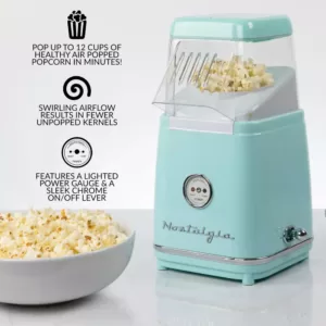 Nostalgia 1040 W x 96 oz. Aqua Hot Air Popcorn Maker with LED Power Gauge