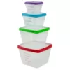 Home Basics 8-Piece Nesting Plastic Food Storage Container Set with Multi-Color Snap-On Lids