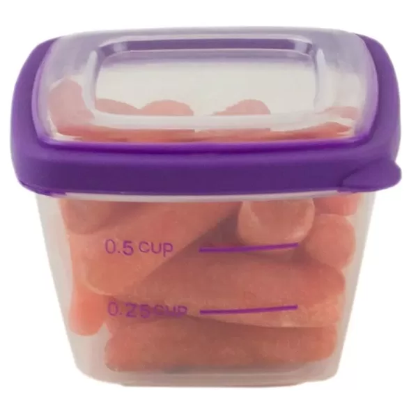 Home Basics 8-Piece Nesting Plastic Food Storage Container Set with Multi-Color Snap-On Lids