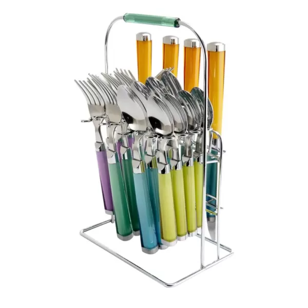 Gibson Home Pastel Extravaganza 20-Piece Assorted Colors Stainless Steel Flatware Set (Service for 4)