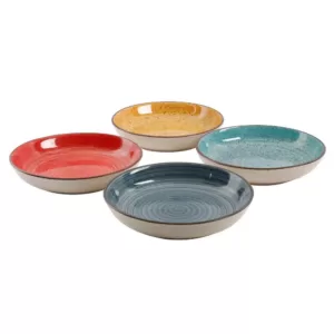 Gibson Home 12.05 oz. Assorted Colors Stoneware Pasta Bowls (4-Piece)