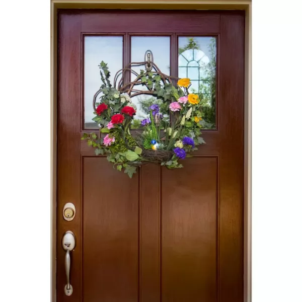 Nearly Natural 22 in. Spring Floral Wreath