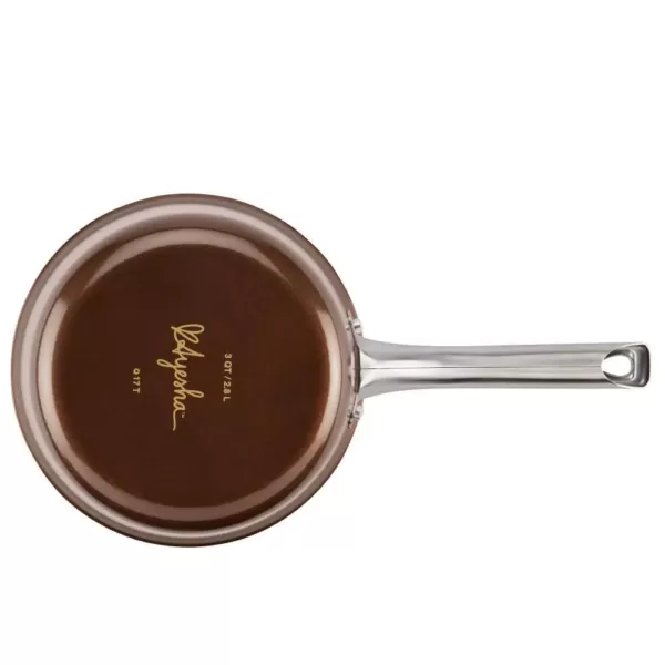 Ayesha Curry Home Collection 3 qt. Aluminum Nonstick Sauce Pan in Brown Sugar with Glass Lid