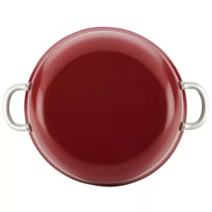 Ayesha Curry Home Collection 7.5 qt. Aluminum Nonstick Stock Pot in Sienna Red with Glass Lid