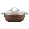 Ayesha Curry Home Collection 7.5 qt. Aluminum Nonstick Stock Pot in Brown Sugar with Glass Lid