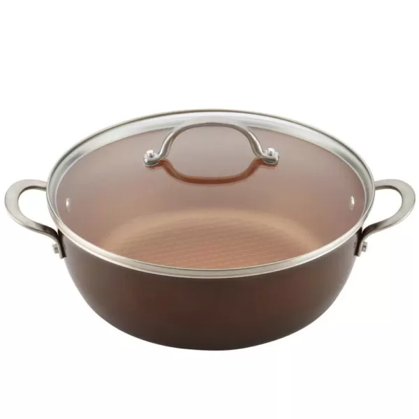 Ayesha Curry Home Collection 7.5 qt. Aluminum Nonstick Stock Pot in Brown Sugar with Glass Lid