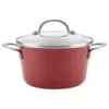 Ayesha Curry Home Collection 4.5 Qt. Porcelain Enamel Nonstick Covered Saucepot in Sienna Red