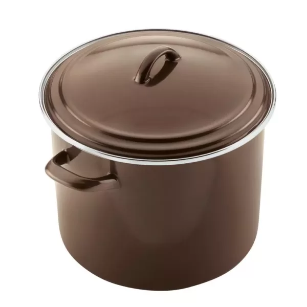 Ayesha Curry Home Collection 12 qt. Steel Nonstick Stock Pot in Brown Sugar with Lid