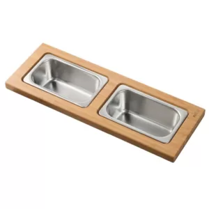 KRAUS 16.75 in. Workstation Kitchen Sink Composite Serving Board Set with Rectangular Stainless Steel Bowls